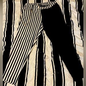 Hot Topic Black & White Stripe Split Chain Pants Plus Size